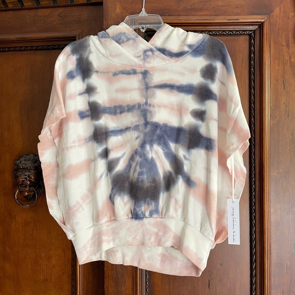 YFB Young Fabulous & Broke Pink & Blue Tie Dye Hoodie NWT